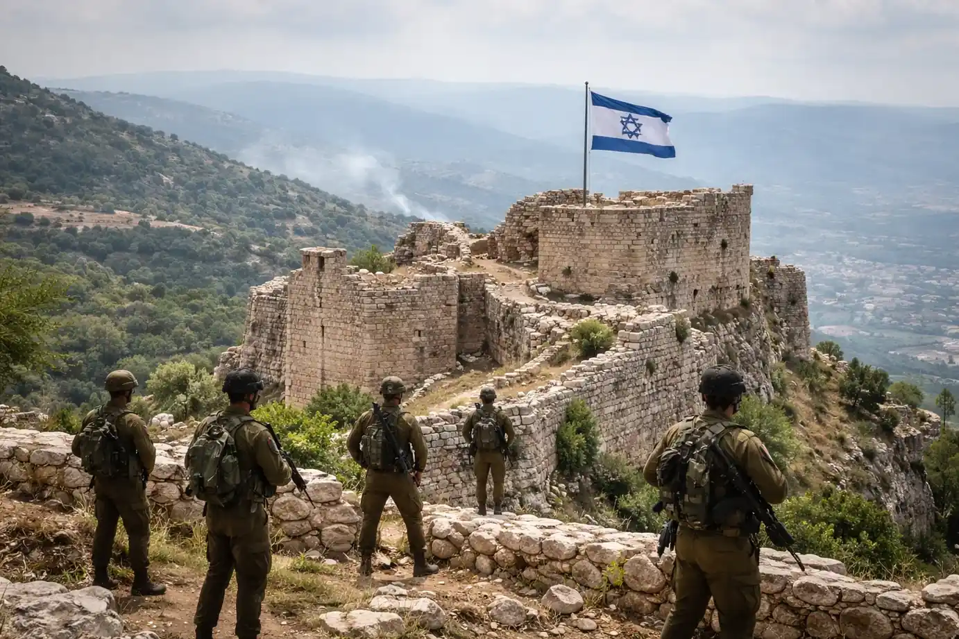 The historic ruins of Beaufort Castle on a ridge in southern Lebanon.