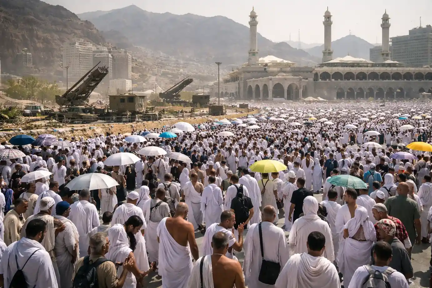 Pilgrims gather at the Grand Mosque in Mecca during the Hajj pilgrimage.