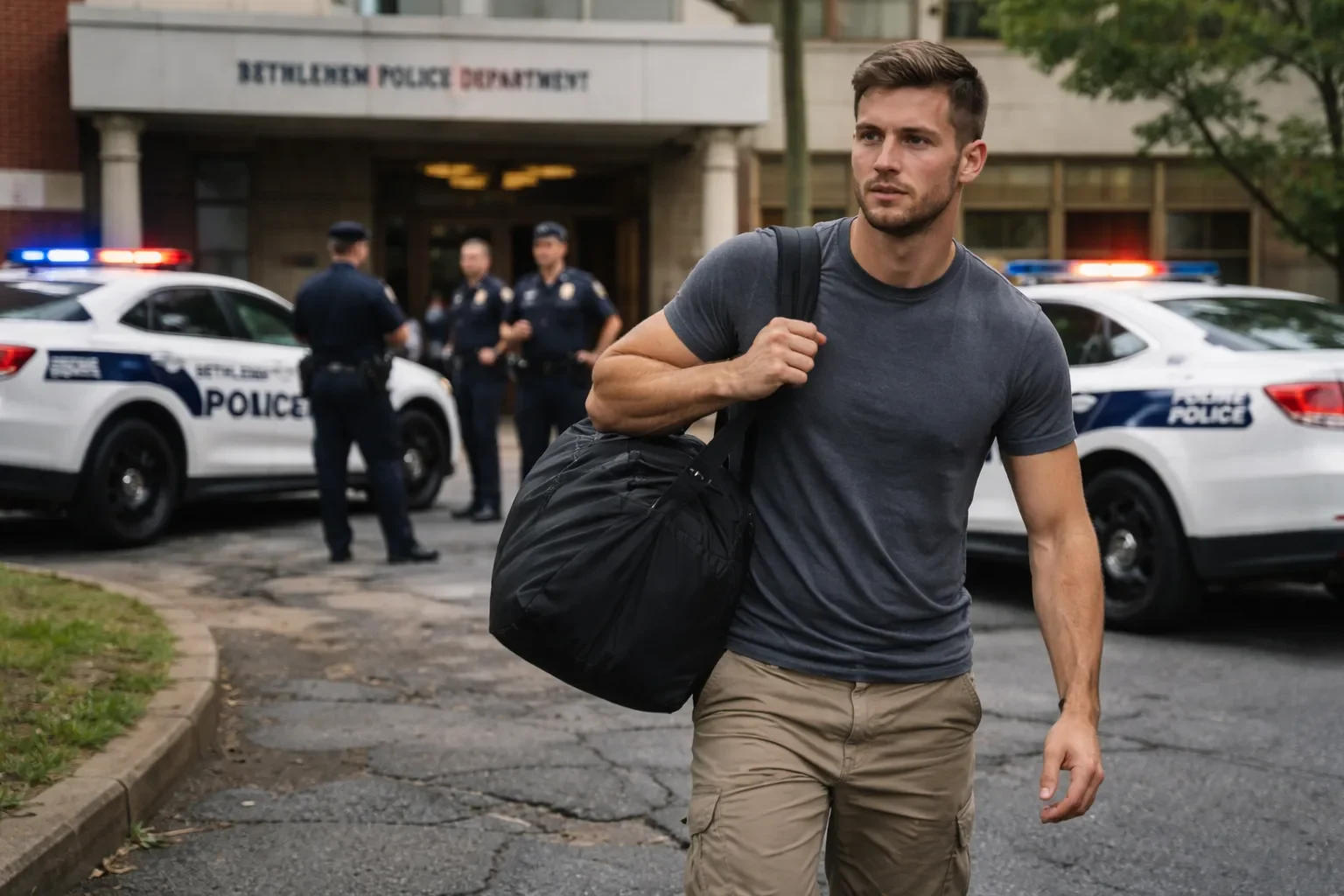 A promotional still of a Love Island USA contestant who was formerly a police officer.