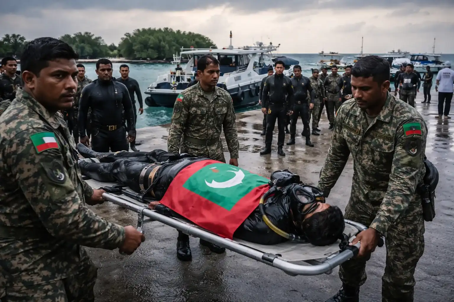 A search and recovery operation underway in the Maldives following a fatal diving accident in the Vaavu Atoll.