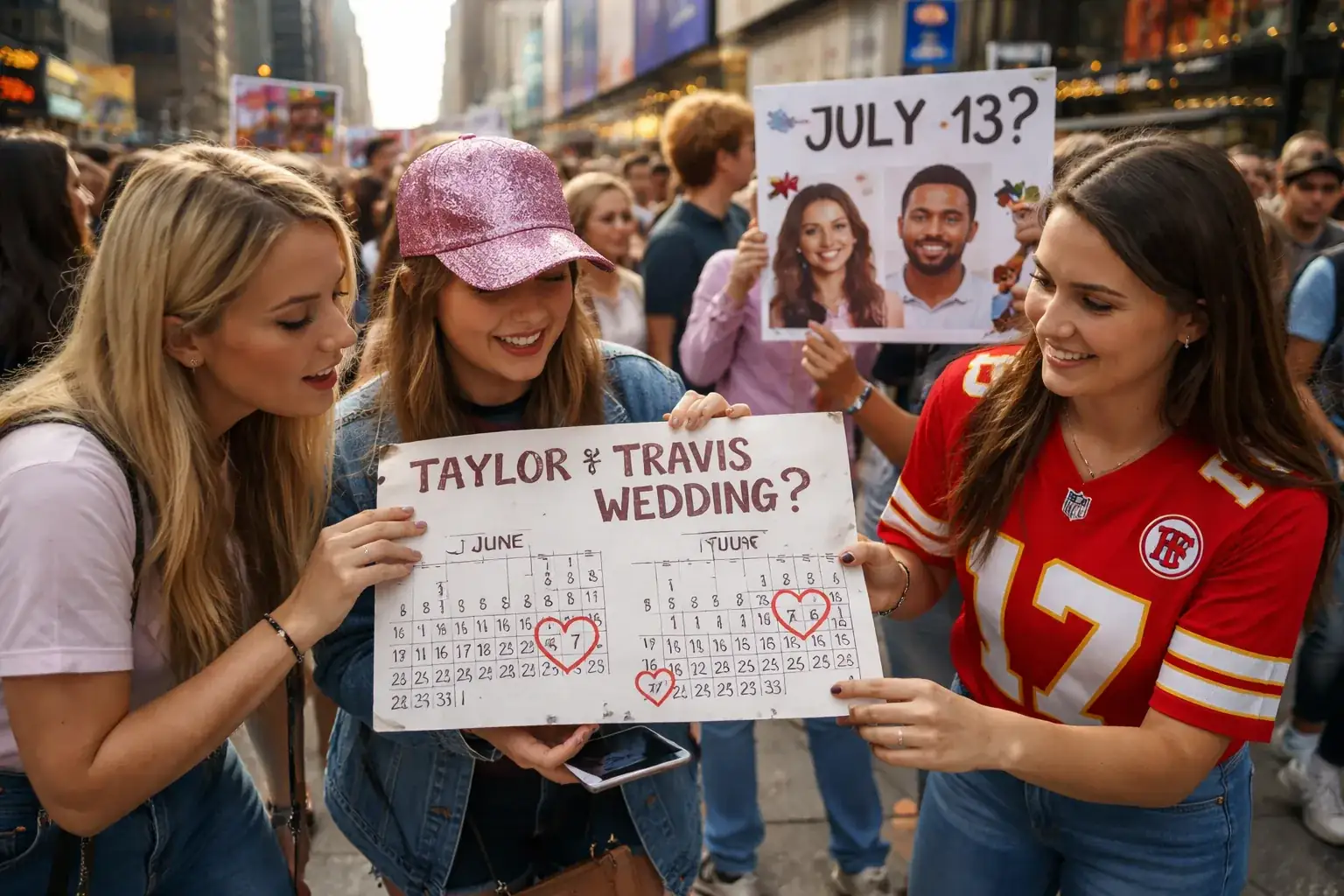 Taylor Swift and Travis Kelce onstage during the Eras Tour in London.