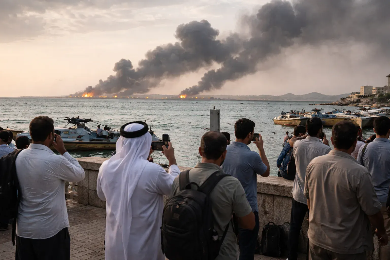 A view of the Strait of Hormuz where military tensions remain high between US and Iranian forces.