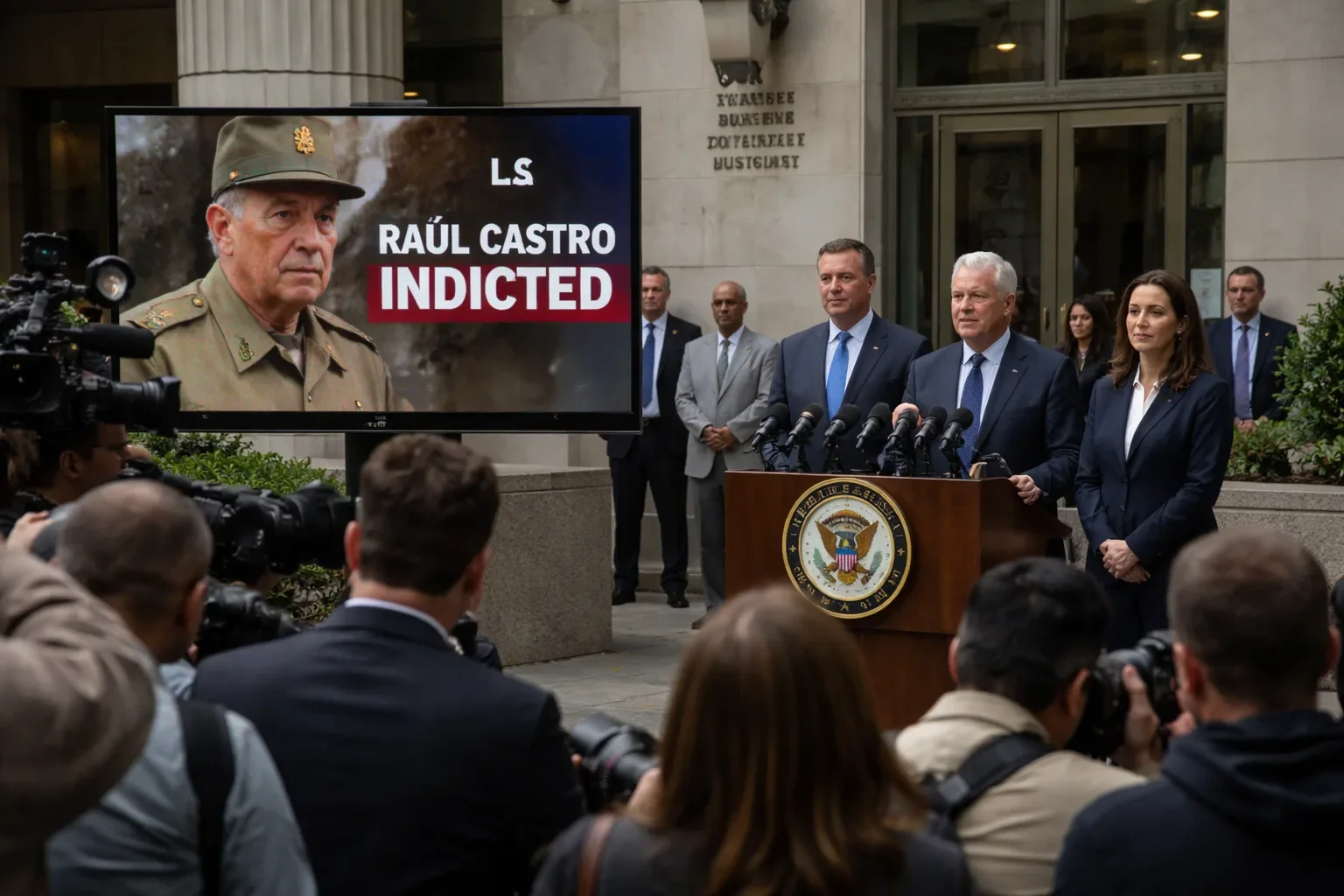 Acting US Attorney General Todd Blanche announcing charges against Raúl Castro in Miami