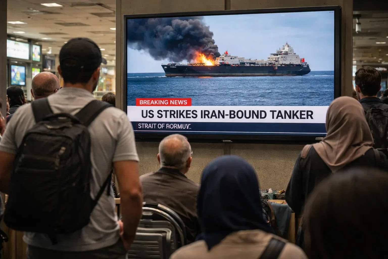 Video still from US Central Command showing a missile strike on the M/T Lexie oil tanker.