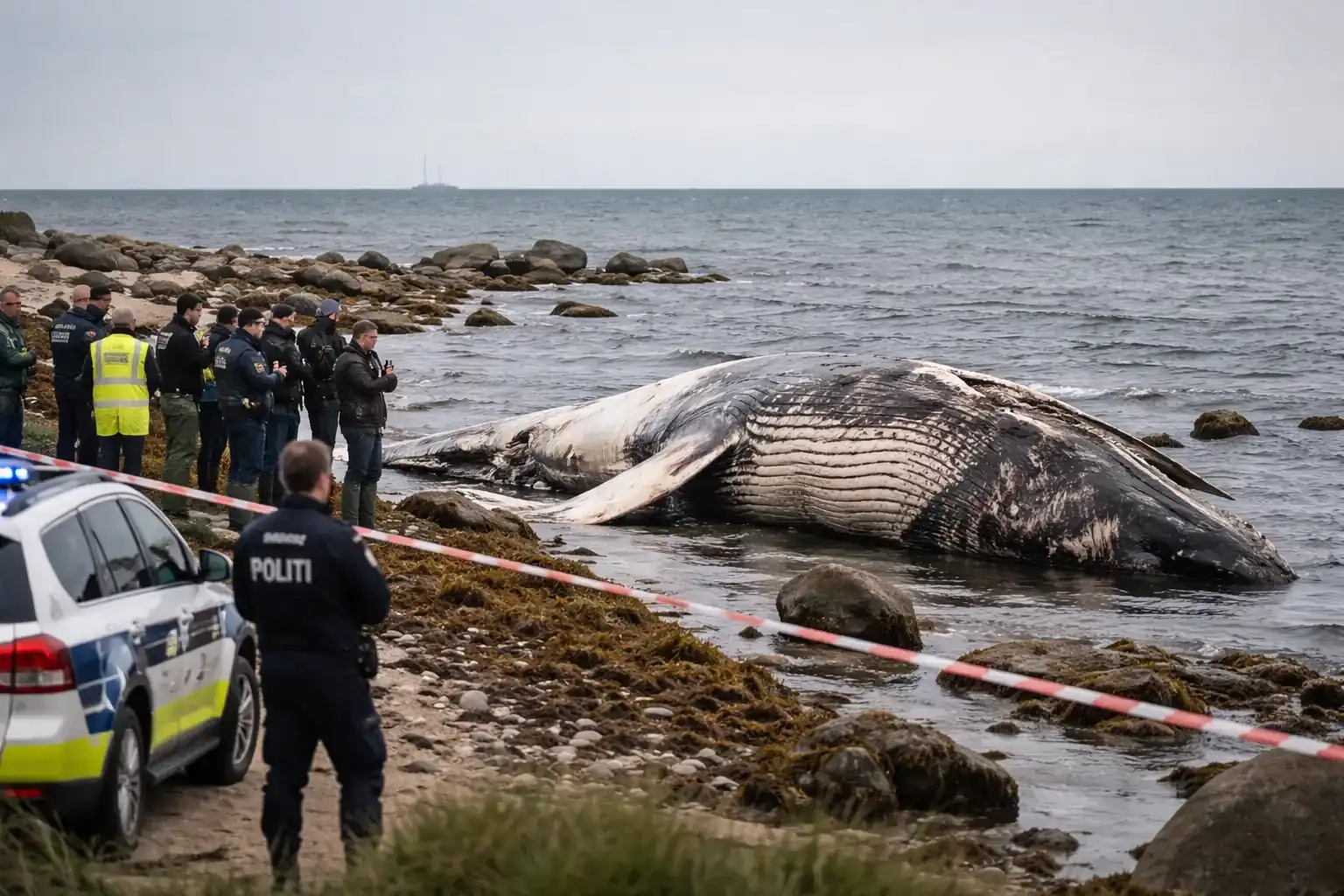 A file photo of a whale being transported in a water-filled barge during a rescue operation.